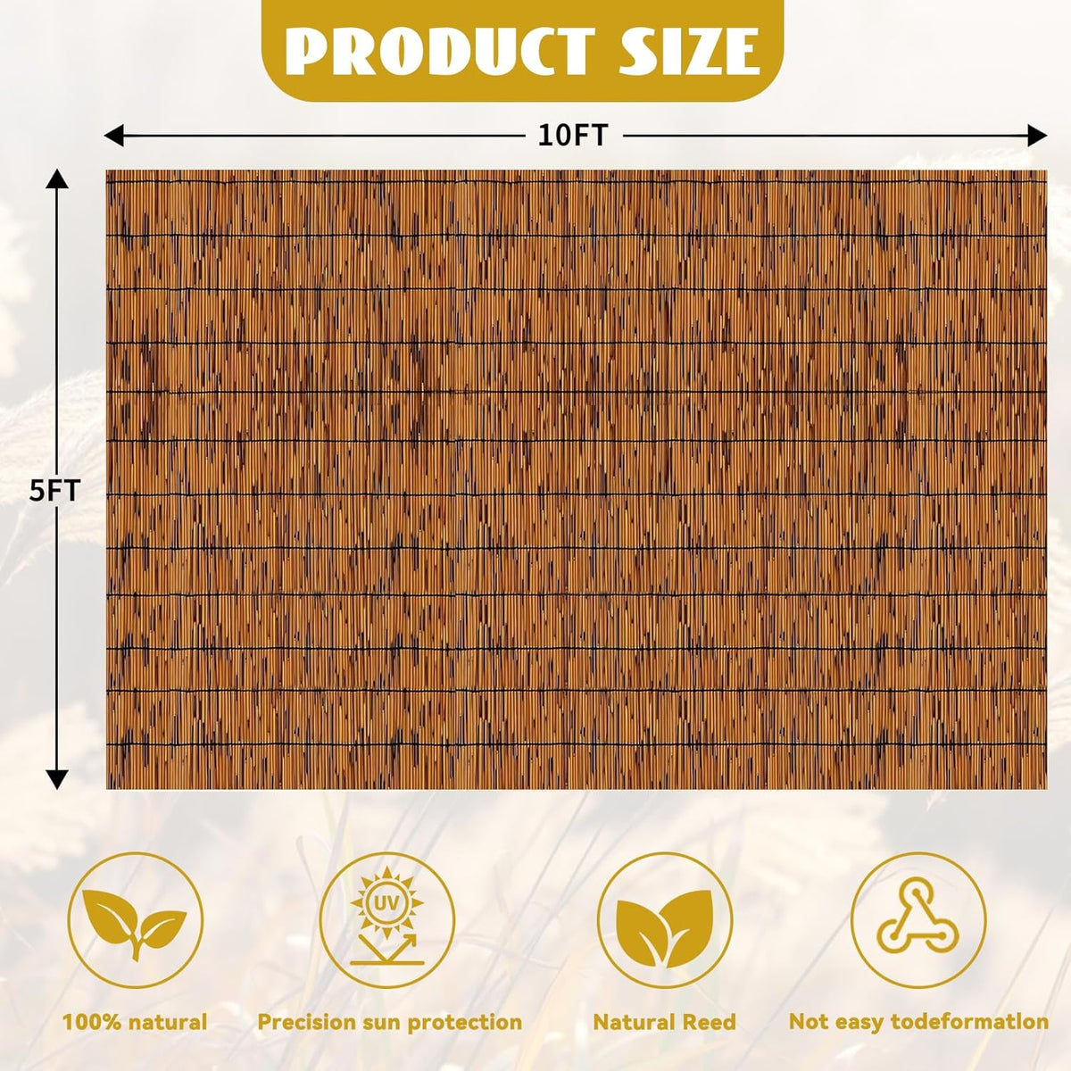 Bamboo Reed Fencing, Light Russet Bamboo Screens Outdoor, Decorative Privacy Screen Reed Curtains