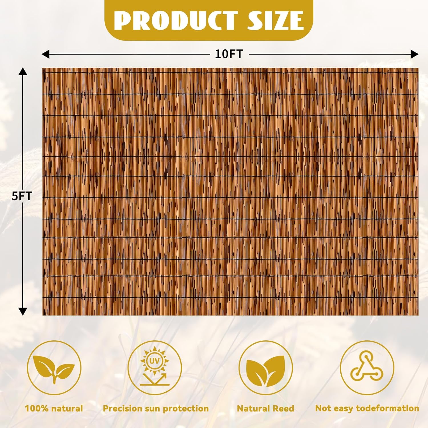 Bamboo Reed Fencing, Light Russet Bamboo Screens Outdoor, Decorative Privacy Screen Reed Curtains
