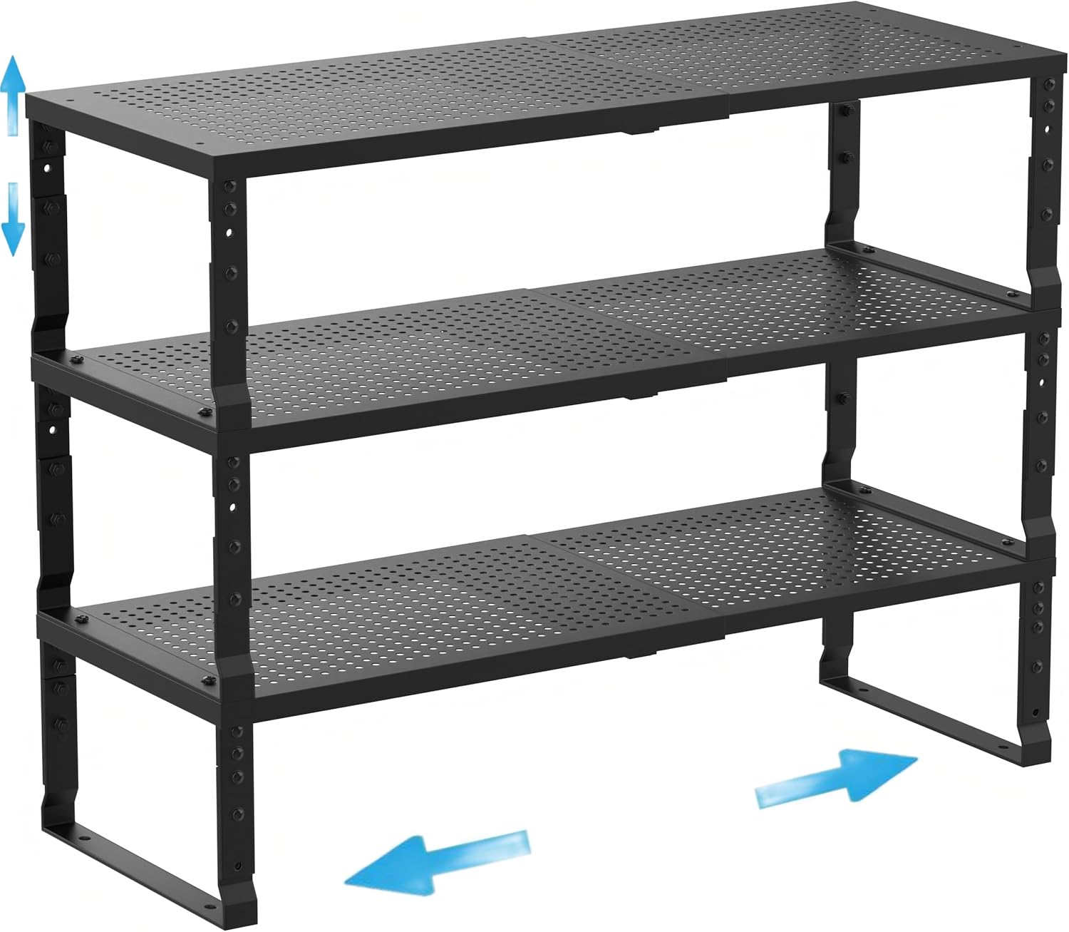 Expandable Spice Rack Kitchen Cabinet Shelf Organizer, Stackable Storage Shelves Racks, Adjustable