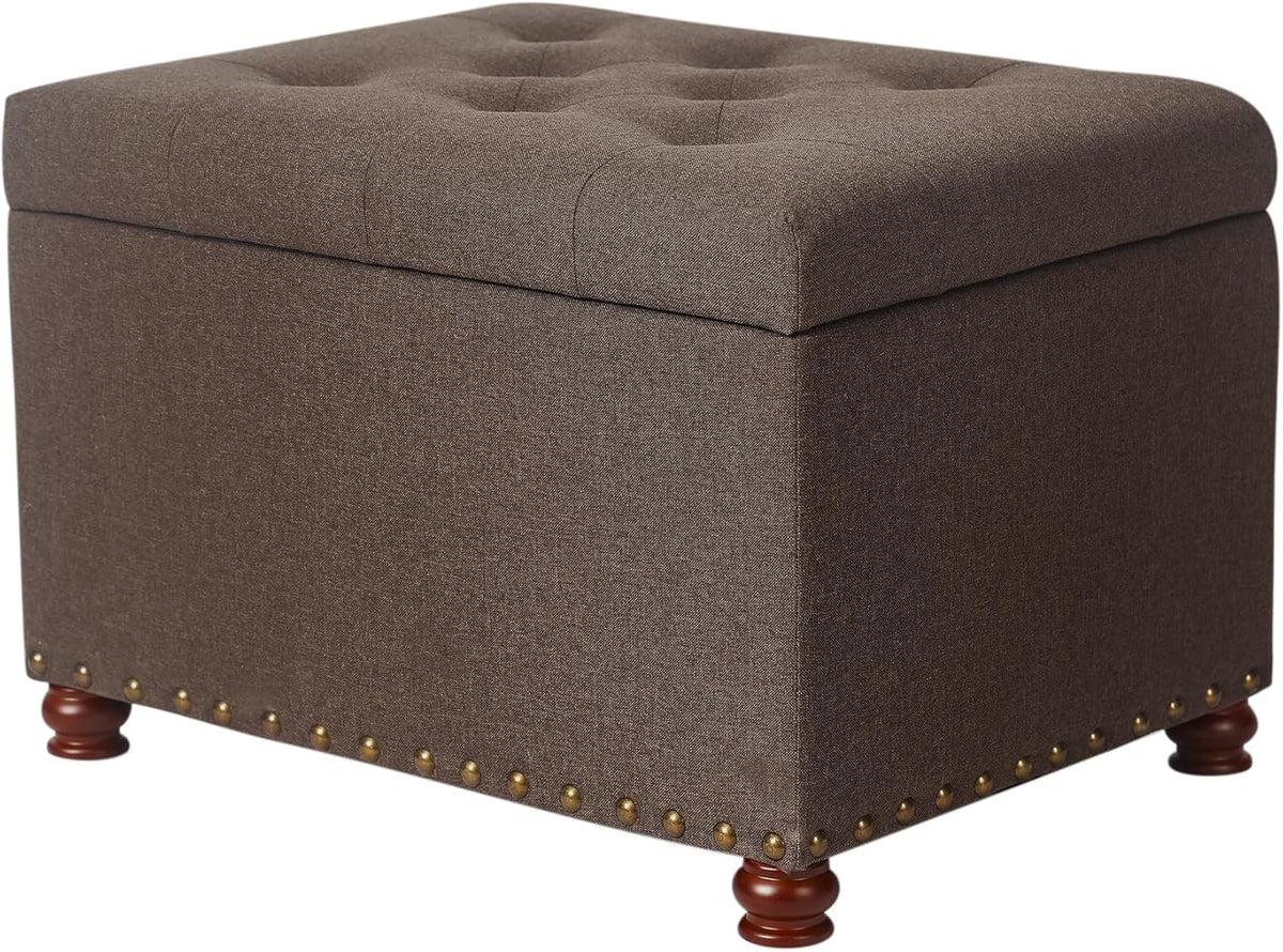 Joveco Storage Ottoman Linen Tufted Bench, Rectangular Footrest Footstool Coffee Table Seat for