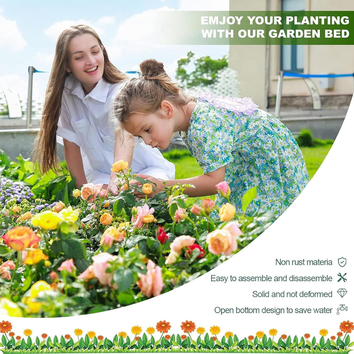 Land Guard 12×4×1ft Galvanized Raised Garden Bed Kit for Vegetables 2 Pack, Galvanized Super Large