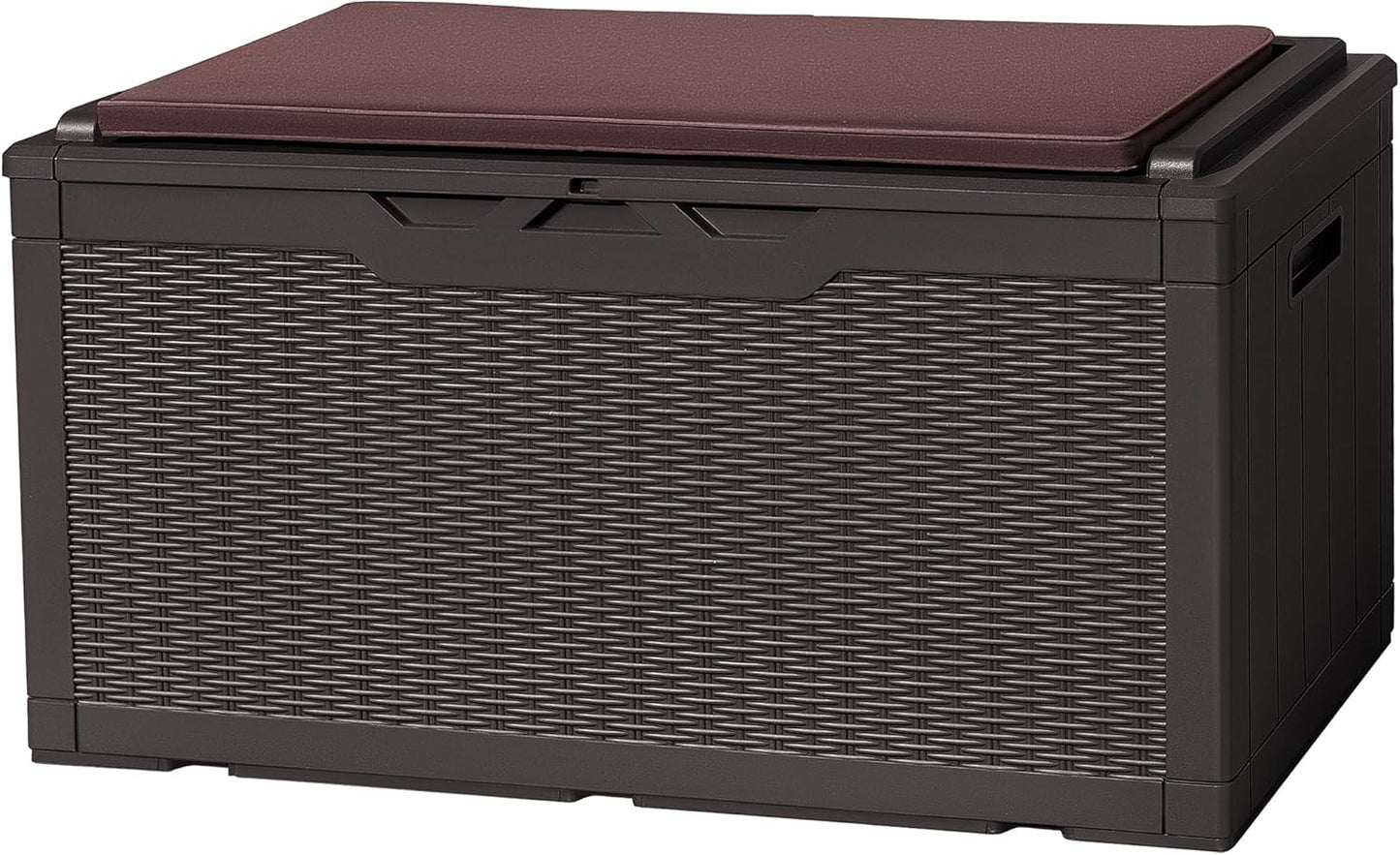Flamaker Deck Box with Cushion 100 Gallon Waterproof Resin Storage Box with Air Rod Indoor Outdoor