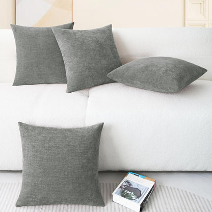 CaliTime Throw Pillow Covers Decorative 18 X 18 Inches Pack of 4 Cozy Chenille Cushion Cases for