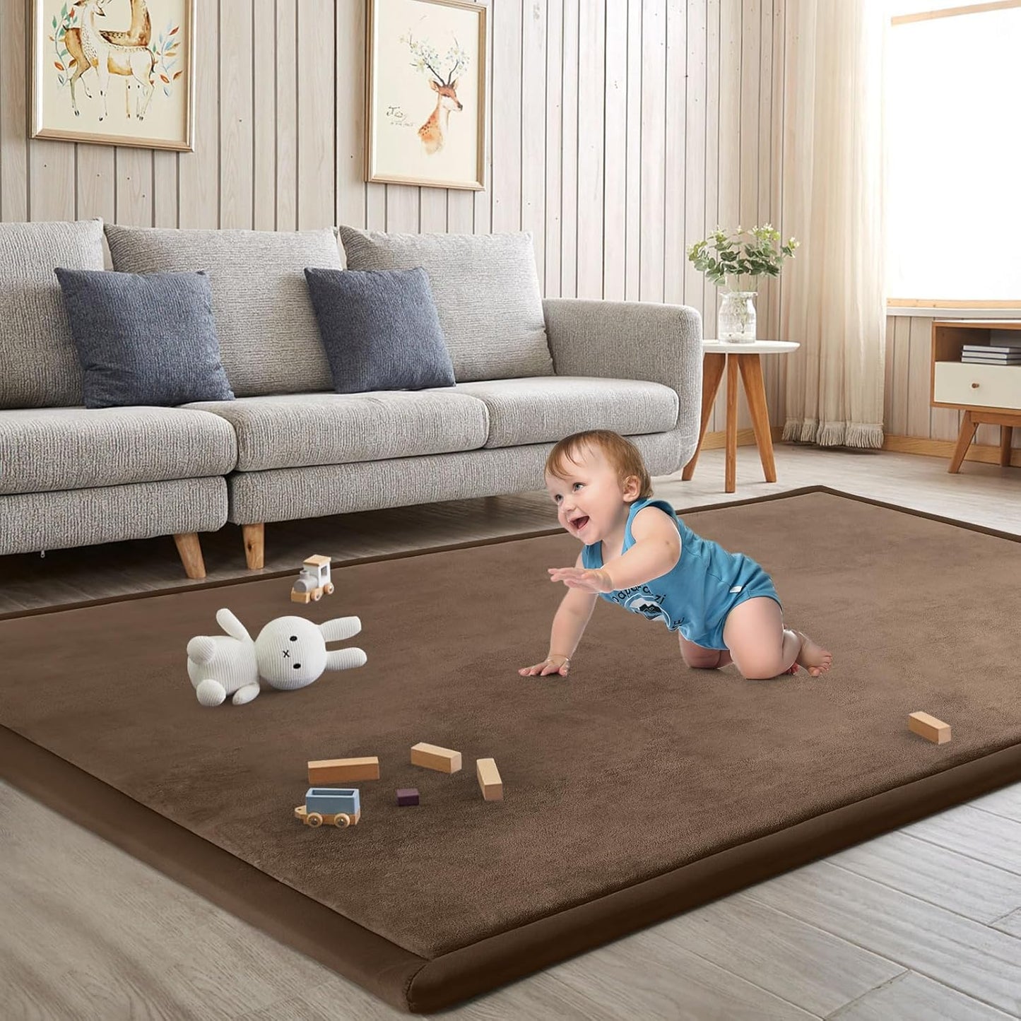 Baby Play Mat for Floor Tummy Time Mat Nursery Rug Muscle Mat Area Rug Playroom Rug Tatami Mat