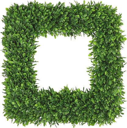 Artgar 20Inch Boxwood Wreath, Spring Wreaths for Front Door, Realistic Green Square Boxwood Wreath