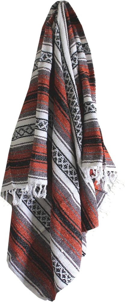 Del Mex Classic Mexican Blanket, Large Authentic Woven Falsa Throw (70"x50"), Artisan Southwest