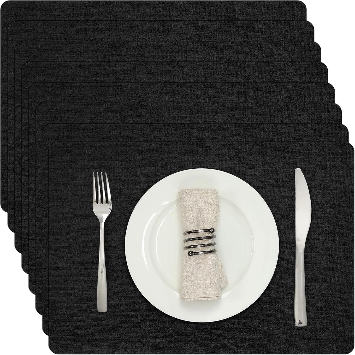 Myir JUN Placemats Dual Sided, Faux Leather Place Mats Set of 8 Indoor Placemats for Dining Table