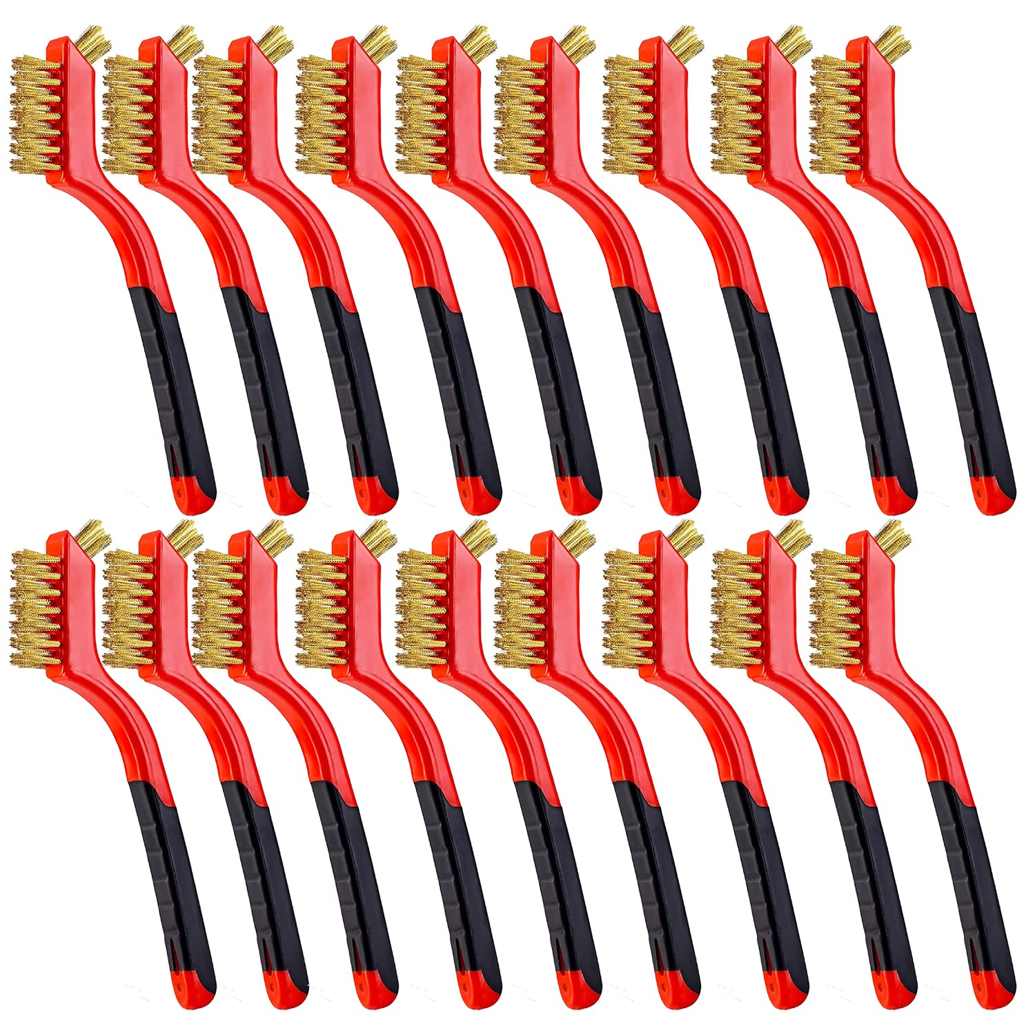 Wire Scratch Brush Set Soft Grip for Rust, Dirt & Paint Scrubbing with Deep Cleaning (18, 18PCS