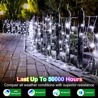 792 LED Christma Lights with 176 Drops, 82ft Outdoor Hanging lights with 8 Modes & Timer Memory