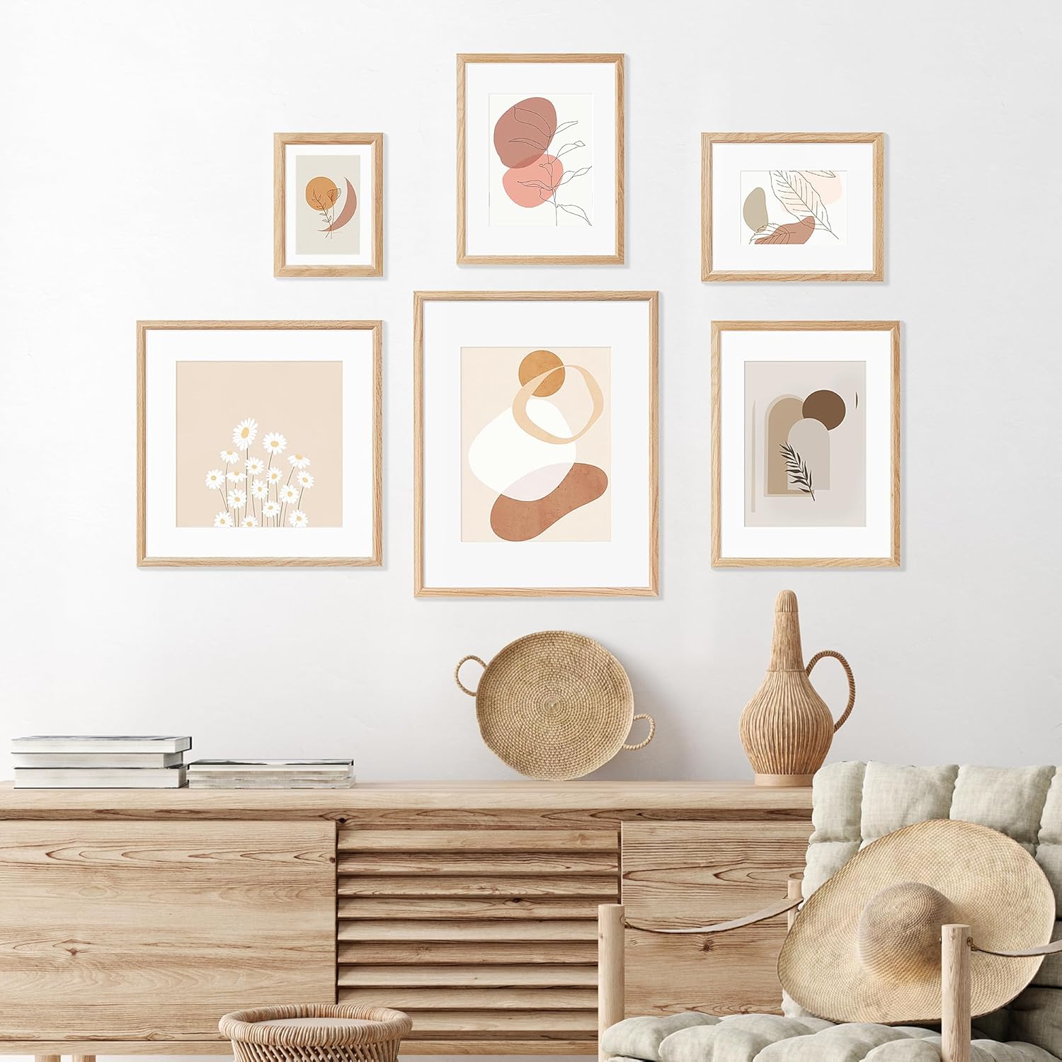 16x20 Picture Frame Natural Solid Oak Photo Frames with 11x14 Removable Mat Wall Hanging Large
