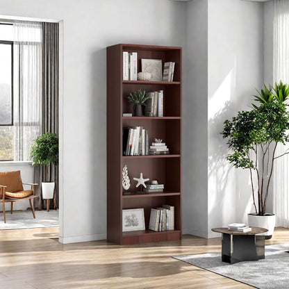 Bookshelf, Open Modern Bookshelf, 5 Shelf Bookcase with Freestanding Display Storage, Wooden Book