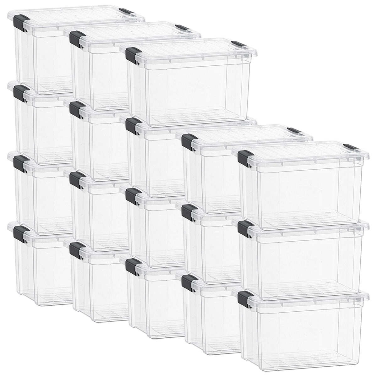 Superio Storage Bins with Lids- Clear Boxes for Organizing, Stackable Plastic Containers- BPA Free