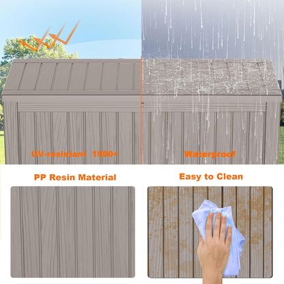 150 Gallon Resin Deck Box, Lockable Patio Outdoor Storage Box for Furniture, Garden Tools and Tools