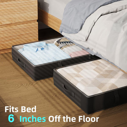 2-Pack Under Bed Storage, 6 Inches Tall Closet Organizers and Storage Bins with Sturdy