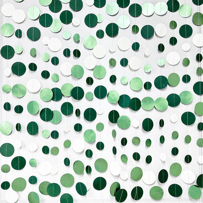 46 Ft Sage Green Party Decorations Metallic Sage Green White Polka Dots Garlands Hanging Paper