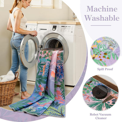 LIVEBOX Machine Washable Area Rugs 8x10 Lavender Girls Bedroom Rug, Soft Ultra-Thin Nursery Girl