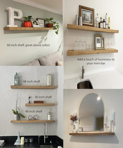 joelsantiques 42 Inch Wooden Floating Shelves for Wall - 42x8x2 in - Made of Natural Wood - Heavy