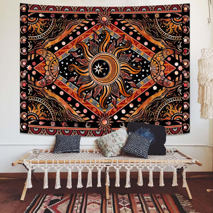Lunerfex Hippie Sun and Moon Tapestry Bohemian Celestial Tapestries Aesthetic Tapestry for Bedroom