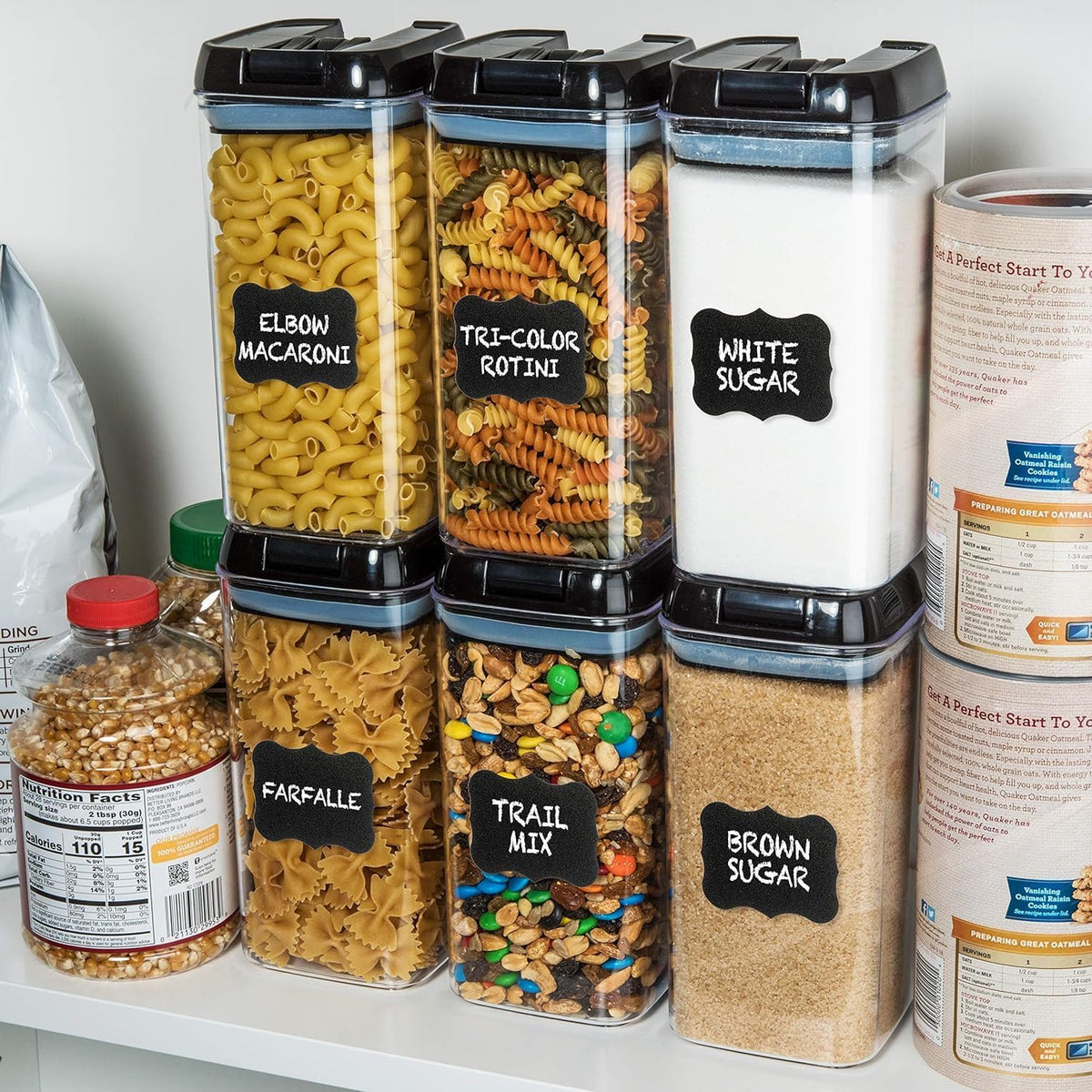 Shazo Airtight Food Storage Containers with Lids - 6 PC BPA Free Clear Plastic Cereal Containers