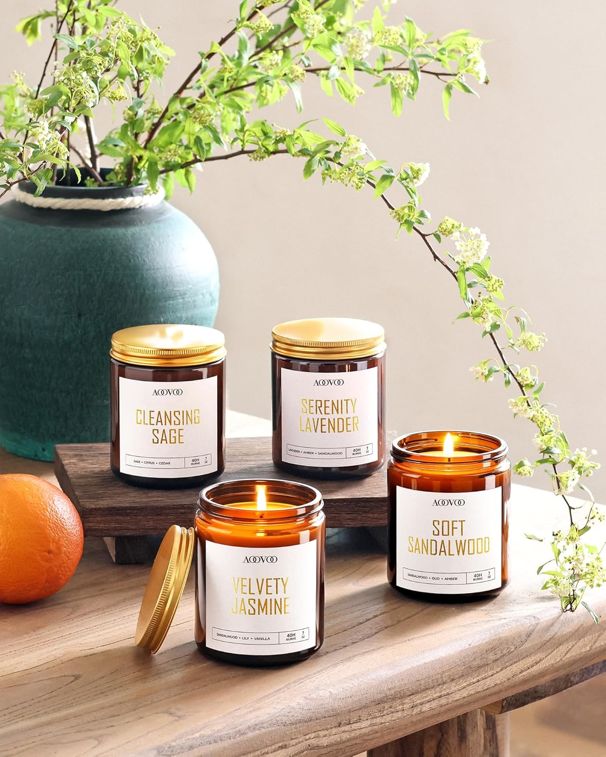 AOOVOO Candle Set - 4PC Scented Candles, 28 oz Soy Candles, Soy Candle for Home Scented
