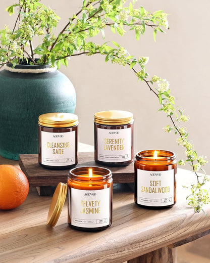 AOOVOO Candle Set - 4PC Scented Candles, 28 oz Soy Candles, Soy Candle for Home Scented