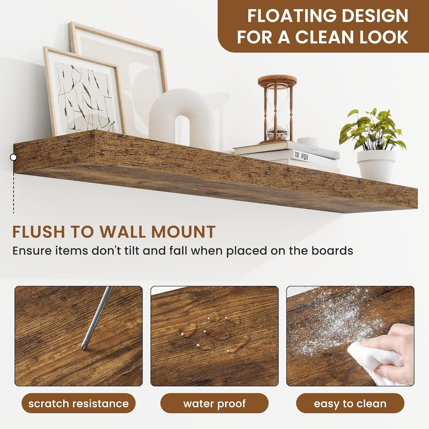 fuqing Floating Shelves for Wall, Bathroom Shelf Wall Mounted for Storage, Shelves with Invisible