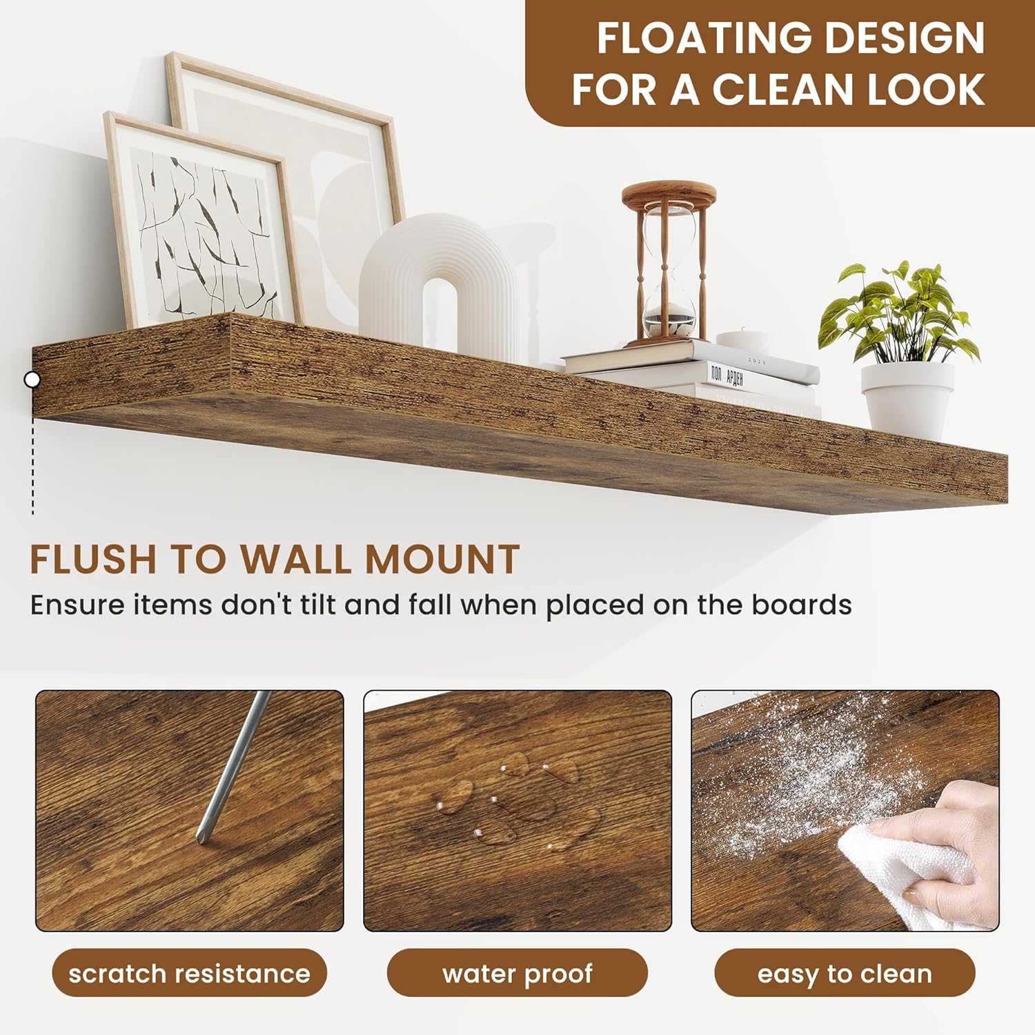 fuqing Floating Shelves for Wall, Bathroom Shelf Wall Mounted for Storage, Shelves with Invisible