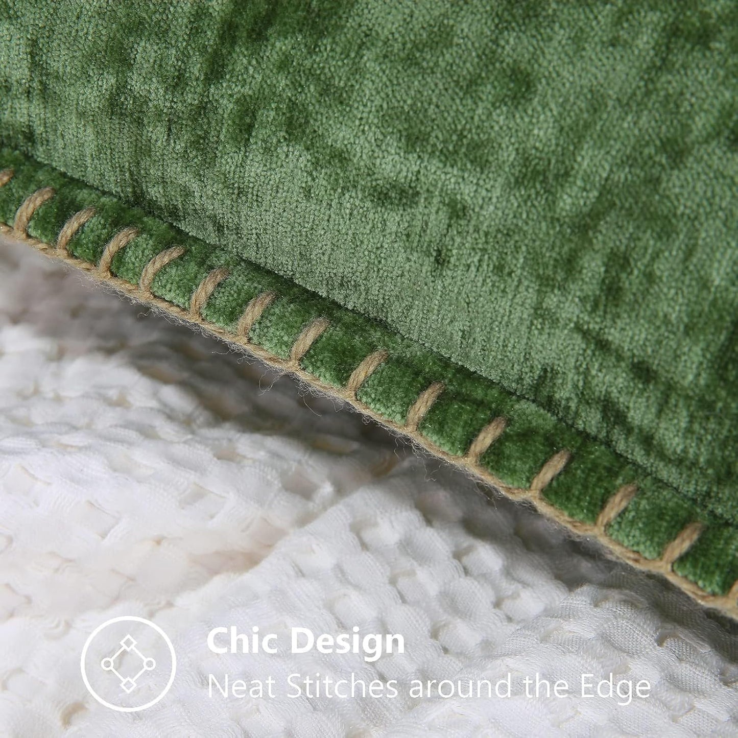 decorUhome Fall Chenille Soft Throw Pillow Covers 16x16 Set of 2, Farmhouse Velvet Neutral