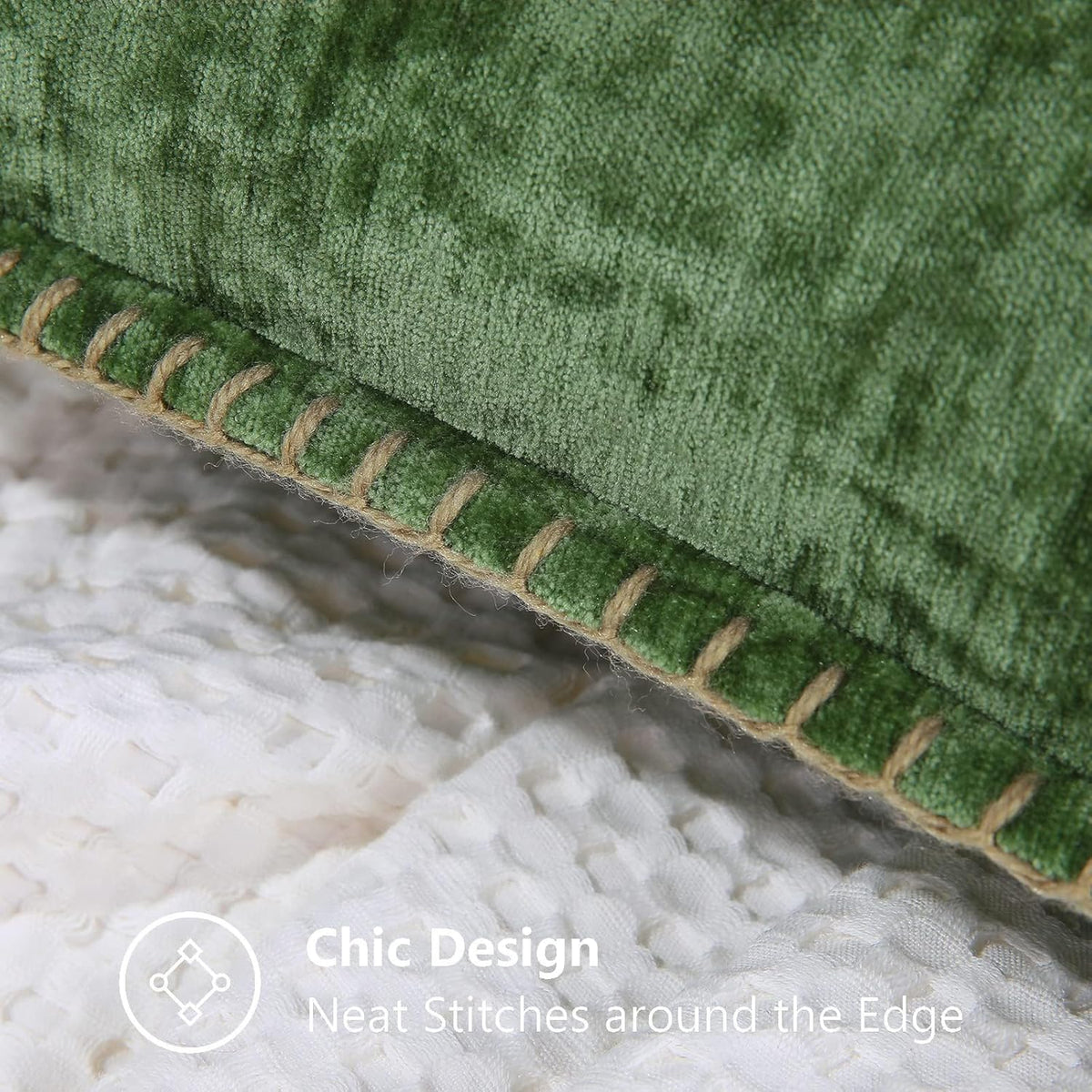decorUhome Fall Chenille Soft Throw Pillow Covers 12x20 Set of 2, Lumbar Velvet Farmhouse Neutral