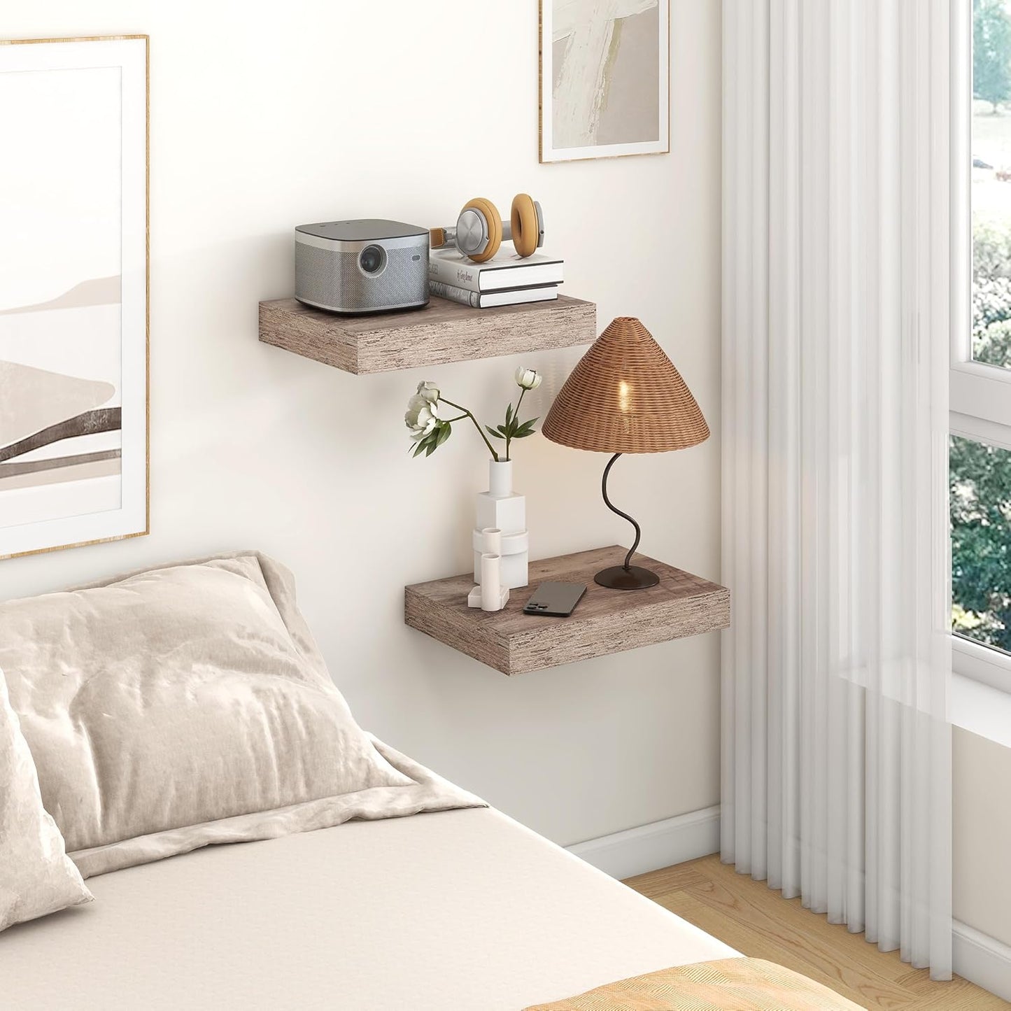 Deep Floating Shelves for Wall | 16 Inch Wide x 12 Inch Deep Floating Shelves Set of 2 | Rustic
