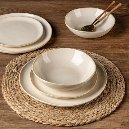 AmorArc Ceramic Dinnerware Sets,Handmade Reactive Glaze Stoneware Plates and Bowls Sets,Highly Chip