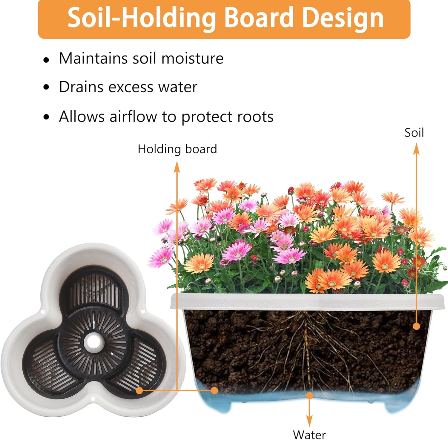 VECELO 5 Tier Vertical Garden Planter, Self Watering Stackable Planters with Wheels for