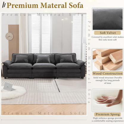 URRED Modular Sectional Sofa Comfy Cloud Couch, Modern Velvet Sofa Sleeper Deep Seat Couches with