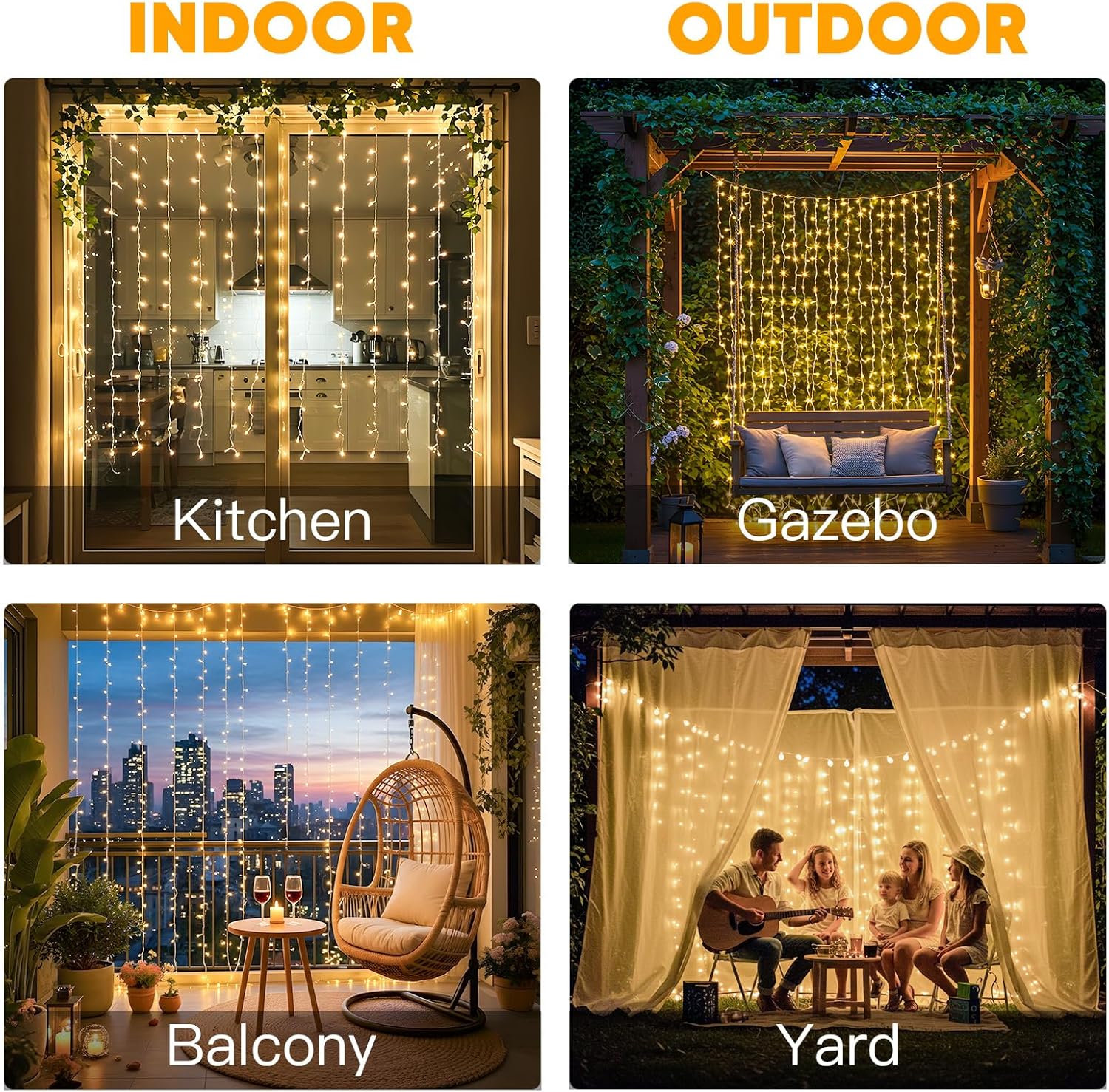 suddus Curtain Lights for Bedroom, 150 Led Hanging String Light Outdoor, Fairy Curtain Lights