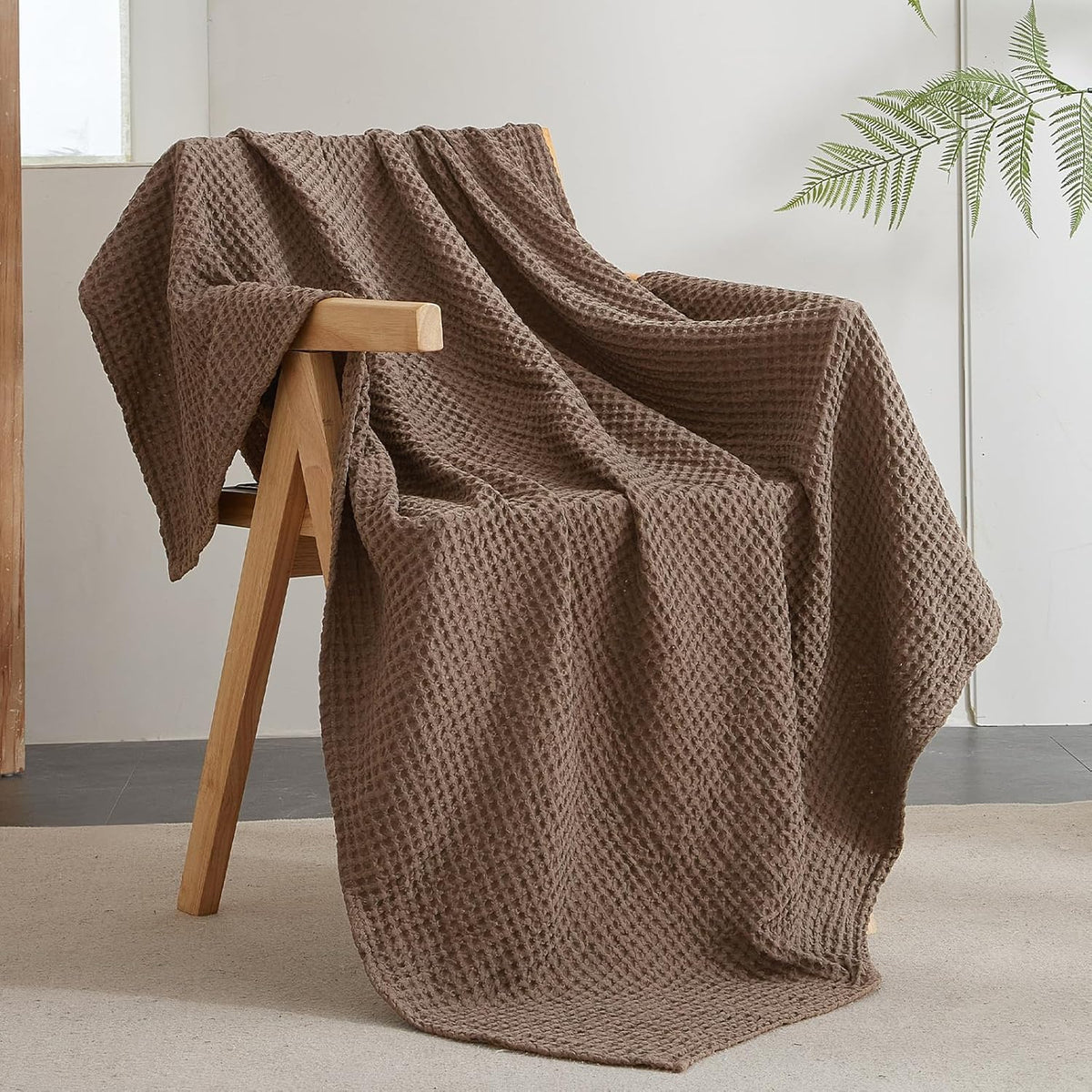 PHF Ultra Soft Waffle Weave Throw Blanket 50"x 60"- Washed Lightweight Breathable Cozy Woven