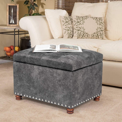 Joveco 24" Rectangular Ottoman with Storage for Living Room, Upholstered Storage Bench Foot Stool