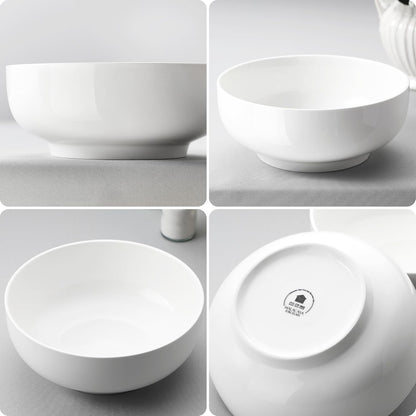 MALACASA Large Serving Bowls - 60 OZ (8") Salad Bowls Set of 2, White Mixing Bowls for Kitchen