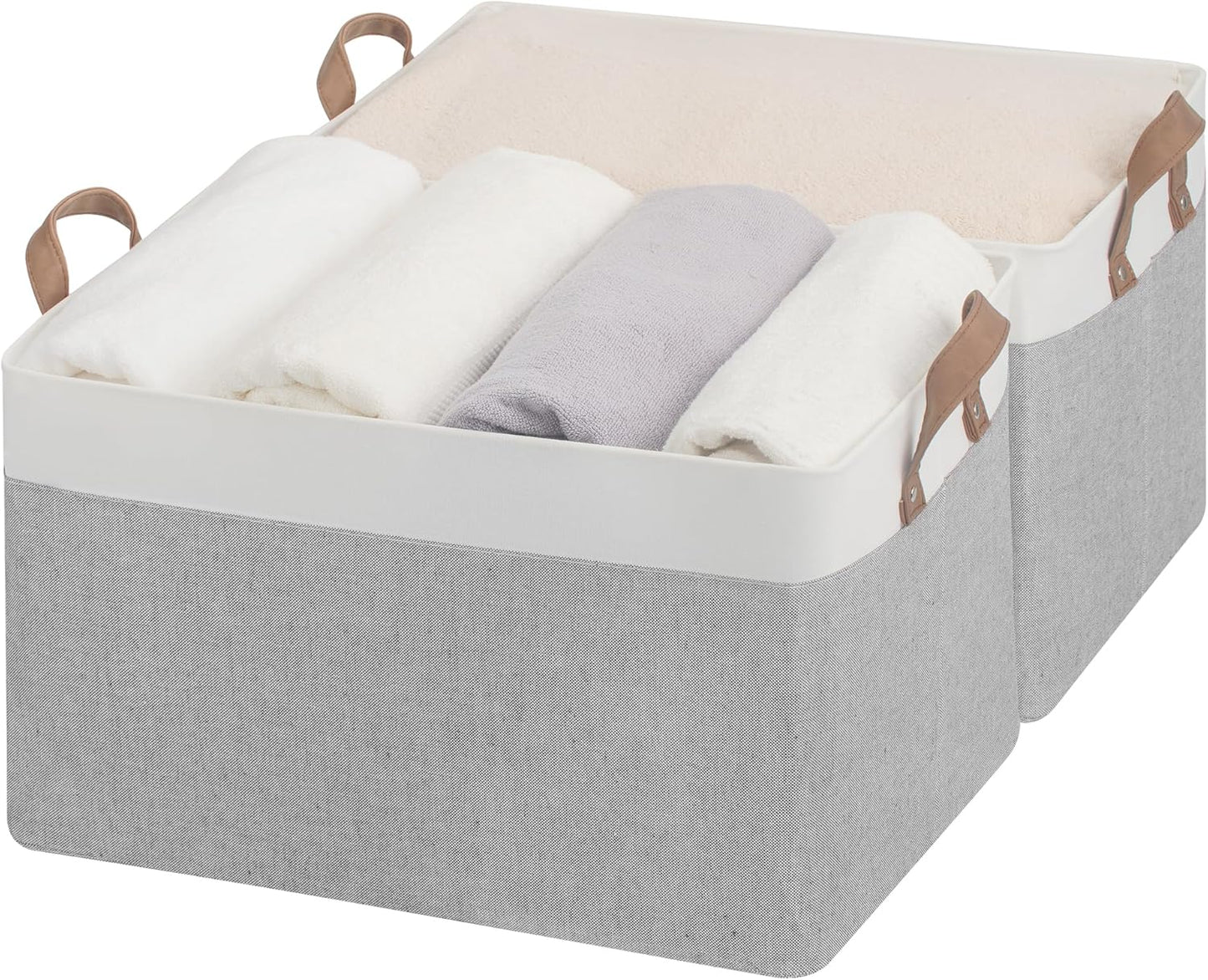 StorageWorks Storage Bins, Fabric Storage Bins for Shelves, Extra Large Storage Baskets with Metal