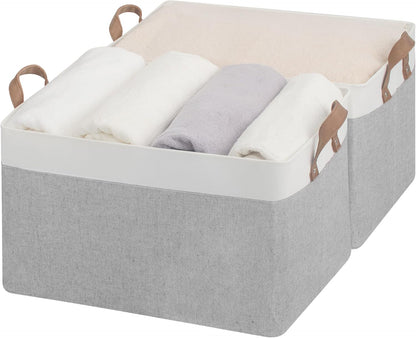 StorageWorks Storage Bins, Fabric Storage Bins for Shelves, Extra Large Storage Baskets with Metal