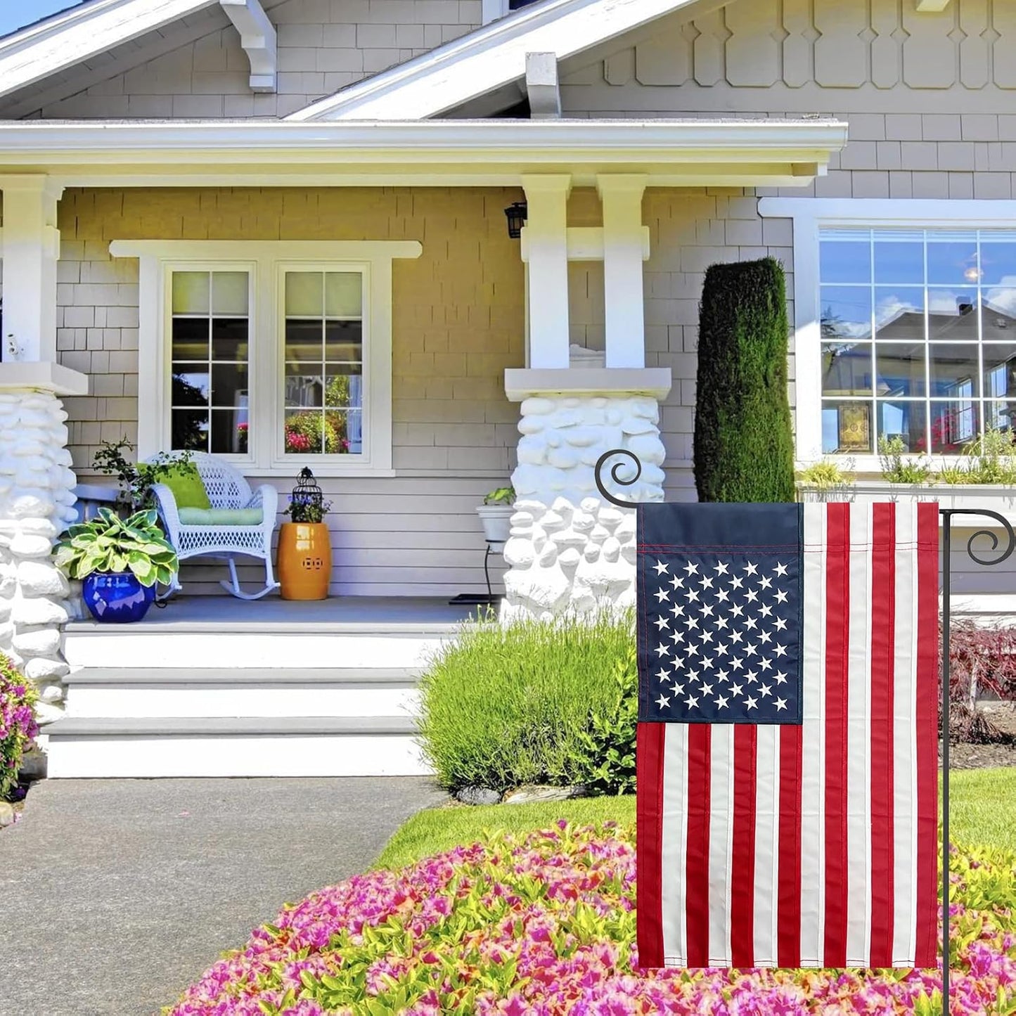 TOPFLAGS American Flag Garden Flag Embroidered Stars 12x18 Inch USA Small Flags for Yard US Flag