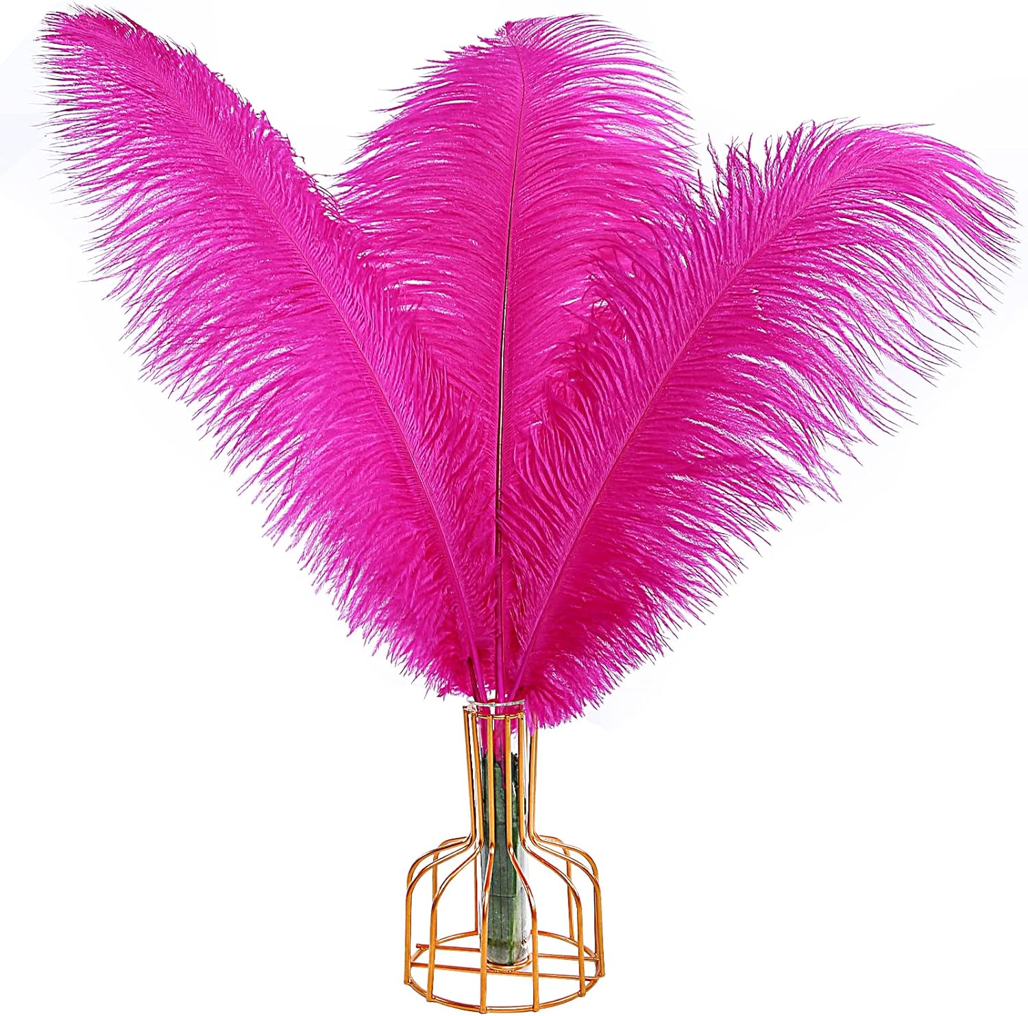 THARAHT Hot Pink Ostrich Feathers 12pcs Large Natural Bulk 16-18Inch 40cm-45cm for Wedding Party
