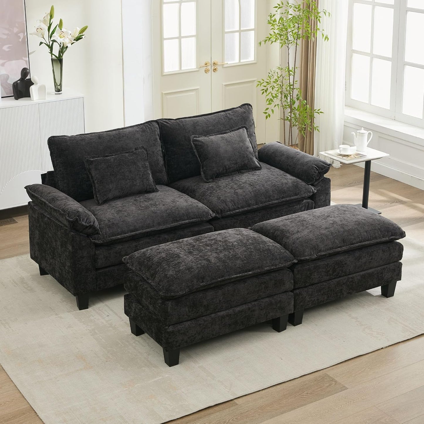 URRED Modular Sectional Sofa Comfy Cloud Couch, Modern Chenille Sofa Sleeper Deep Seat Couches with