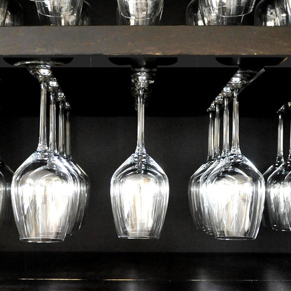 2PC Black Wooden Hanging Wine Glass Rack - Wall Mount Stemware Holder 25.3x11x2 cm - Space Saving