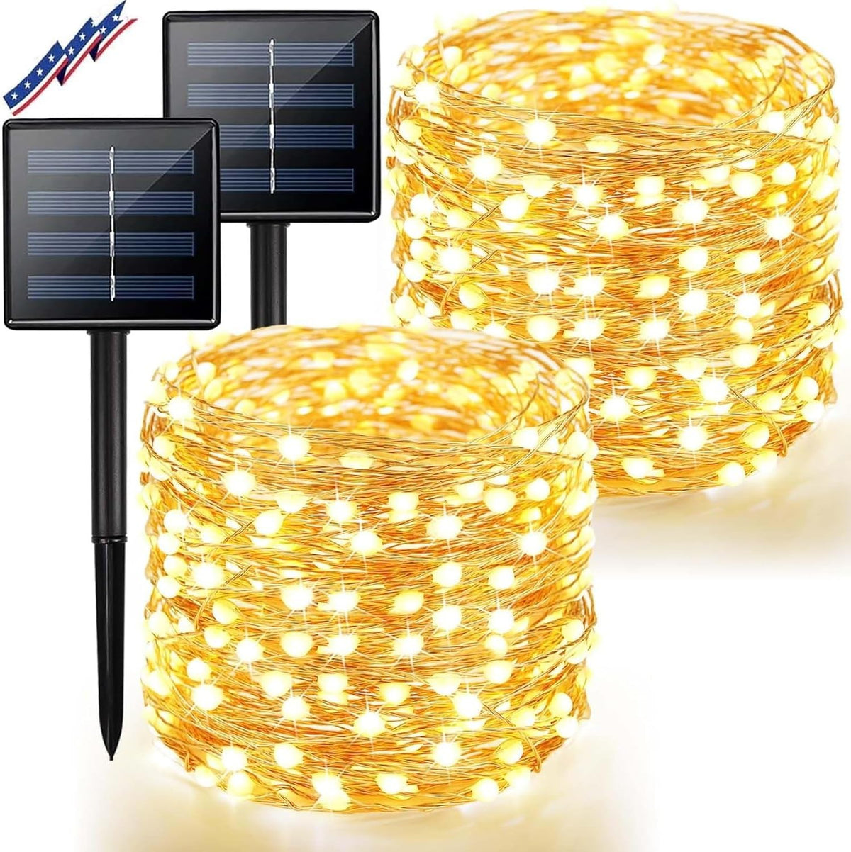 2Pack Solar String Lights Outdoor, 80FT 200LED Solar Fairy Lights, Waterproof Copper Wire & 8