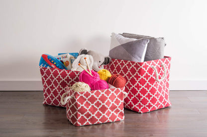 DII Polyester Container with Handles, Lattice Storage Bin, Small, Rust
