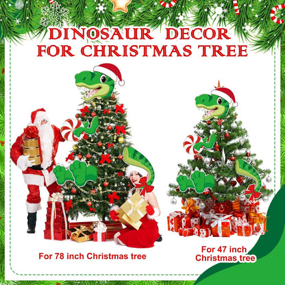 Dinosaur Christmas Tree Topper Decorations Head Arms and Legs Funny Xmas Ornament Decor for DIY