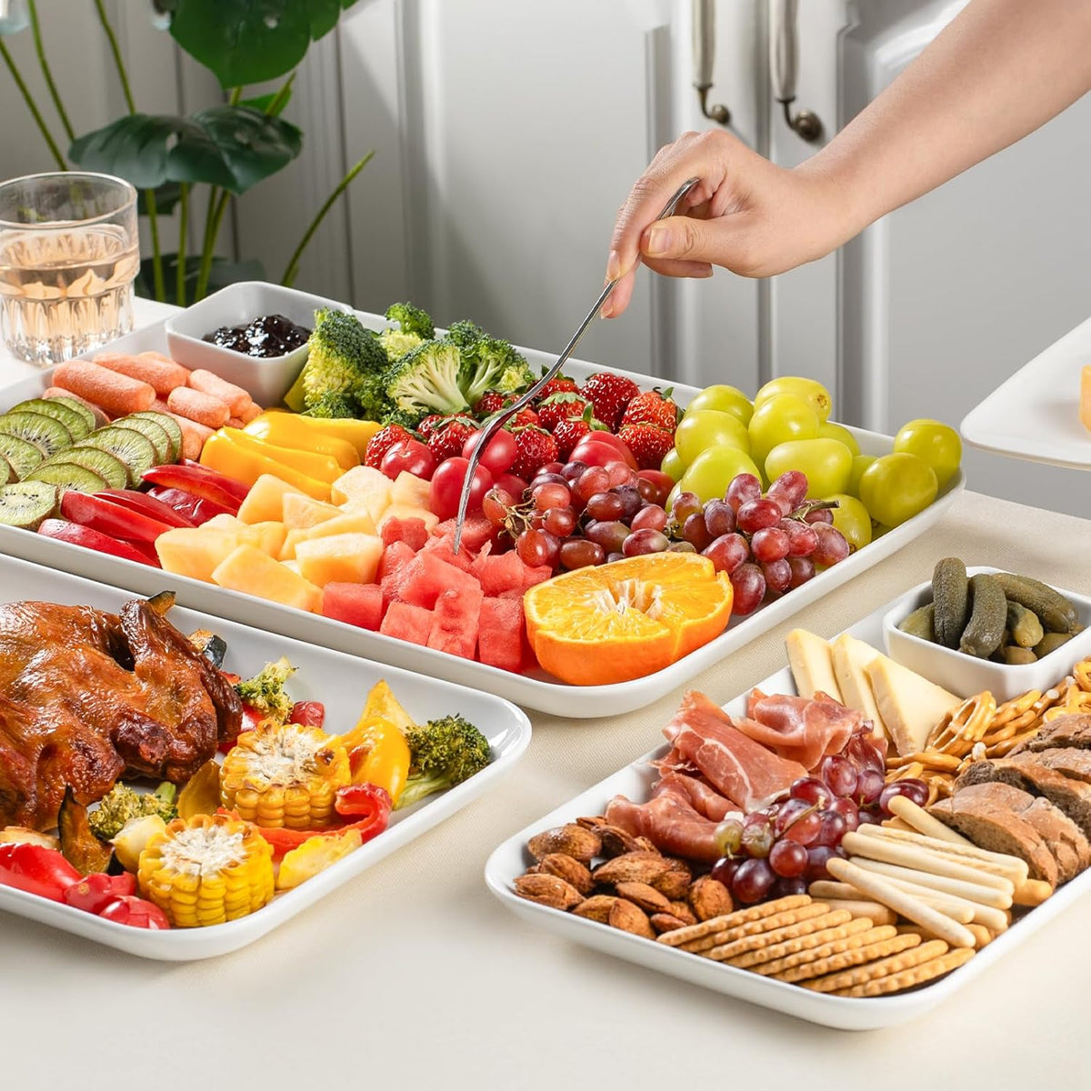 DELLING Serving Platter, 18/16/14inch Large Serving Tray, Serving Platters for Snacks, Fruit