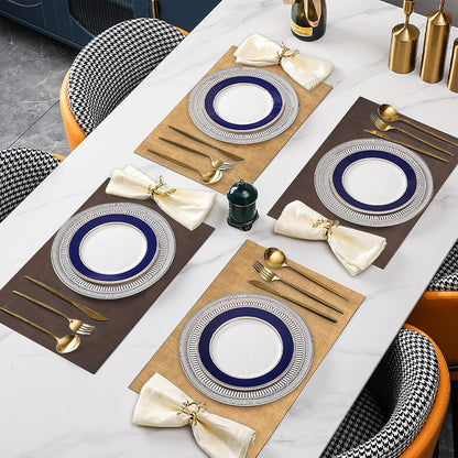 SUEH DESIGN Leather Placemats Set of 6 Reversible Table Mats Heat Resistant Waterproof No-Slip