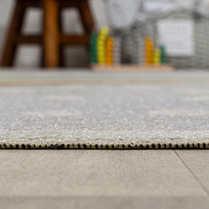 JONATHAN Y Machine-Washable Gray/Ivory/Yellow Indoor Area Rug, 5x8, Minha Rainbow Dots, Kids &