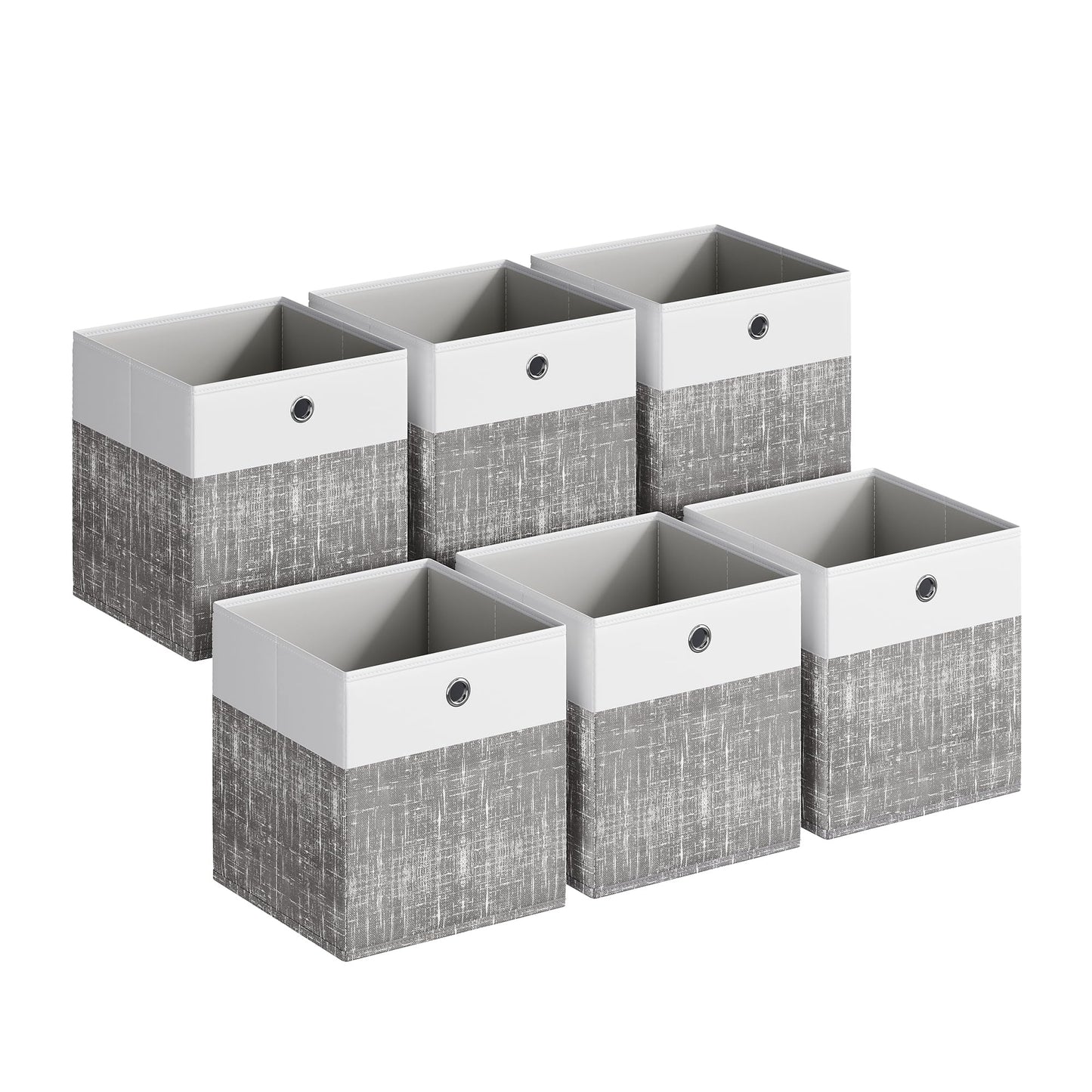 SONGMICS Storage Cubes, Set of 6 Foldable Fabric Storage Boxes, Cube Organizer Boxes with Handles